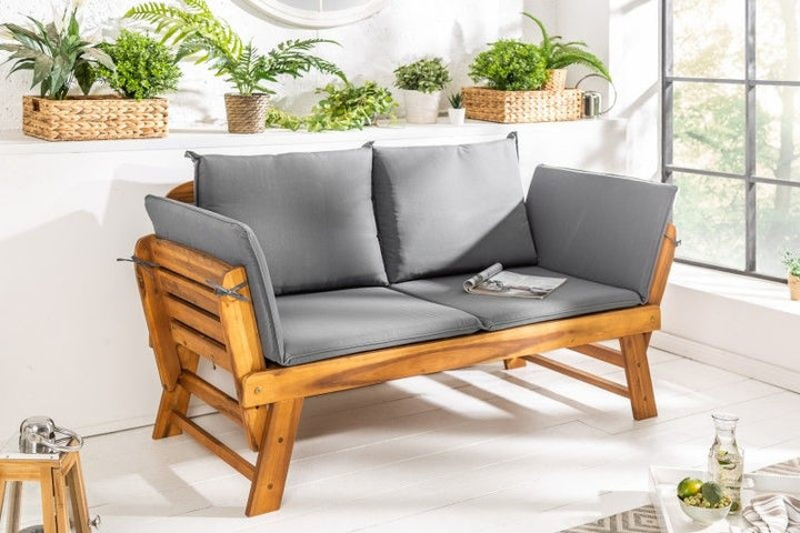 Canapé massif MODULAIRE 152cm en acacia avec coussin banc de jardin pliant - 37568
