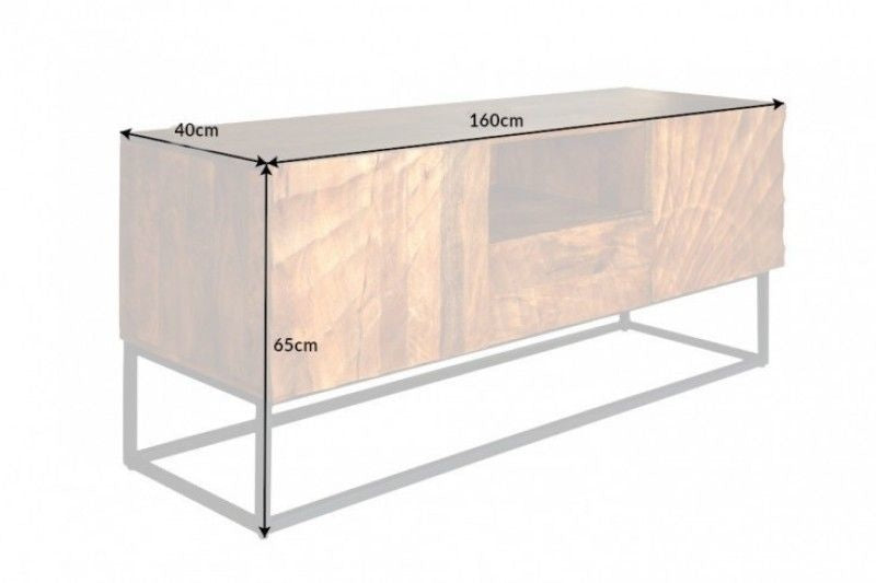 Buffet TV massif SCORPION 160 cm en bois de manguier avec sculpture 3D détaillée - 40252