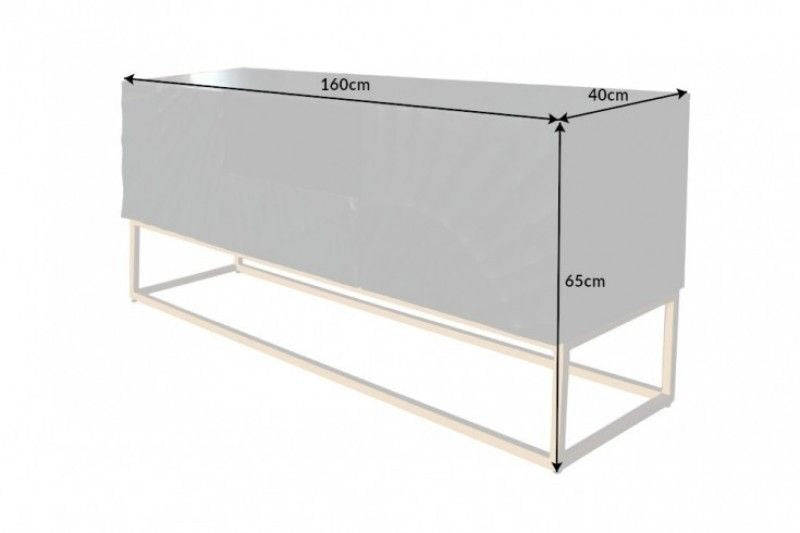 Buffet TV massif SCORPION 160cm en bois de manguier noir avec sculptures 3D détaillées - 40253