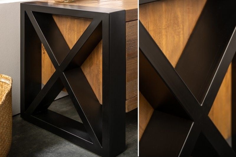 Buffet TV massif THOR 200cm en bois de pin recyclé au design industriel - 40684