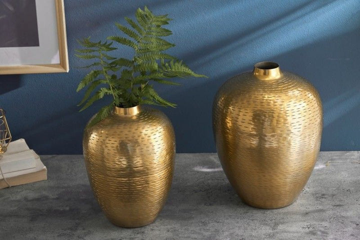 Elegantes Vasen 2er Set ORIENTAL 32cm or avec Rice Hammerschlag Design - 41532