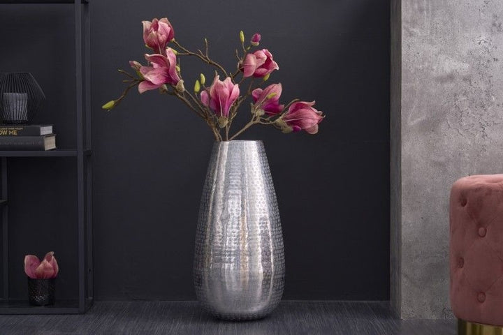 Vase élégant ORIENT 50cm argent motif martelé - 41548