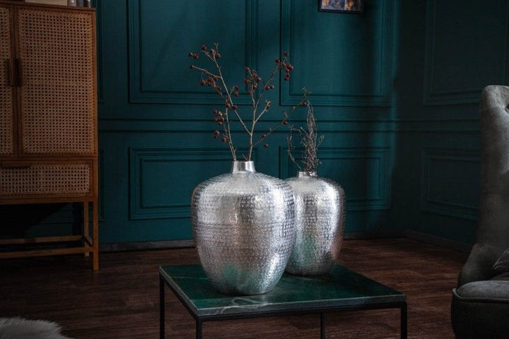Vases élégants lot de 2 ORIENTAL 33cm argent décoré à la main - 40102