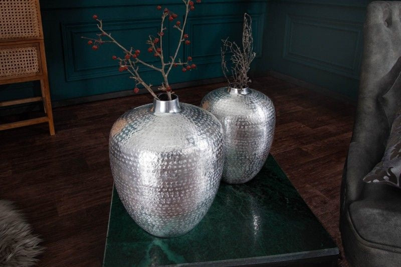 Vases élégants lot de 2 ORIENTAL 33cm argent décoré à la main - 40102