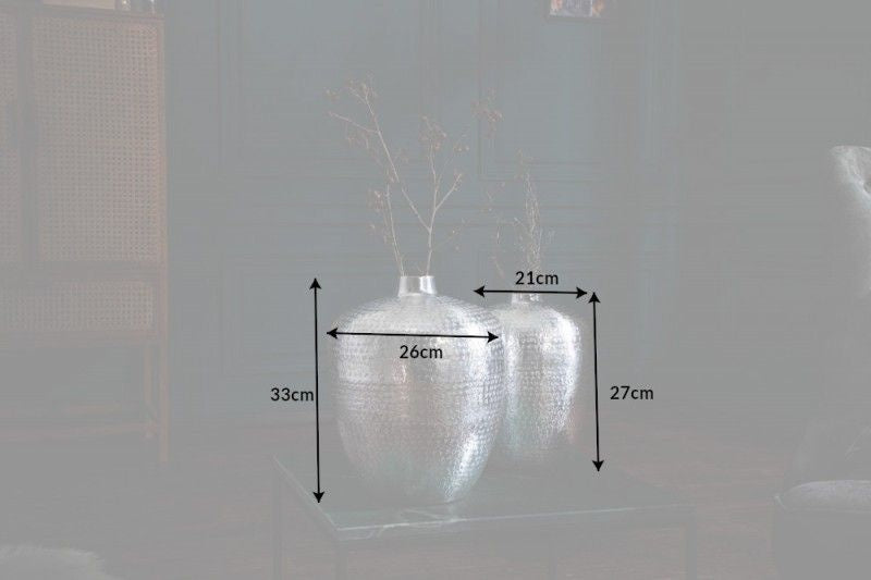 Vases élégants lot de 2 ORIENTAL 33cm argent décoré à la main - 40102