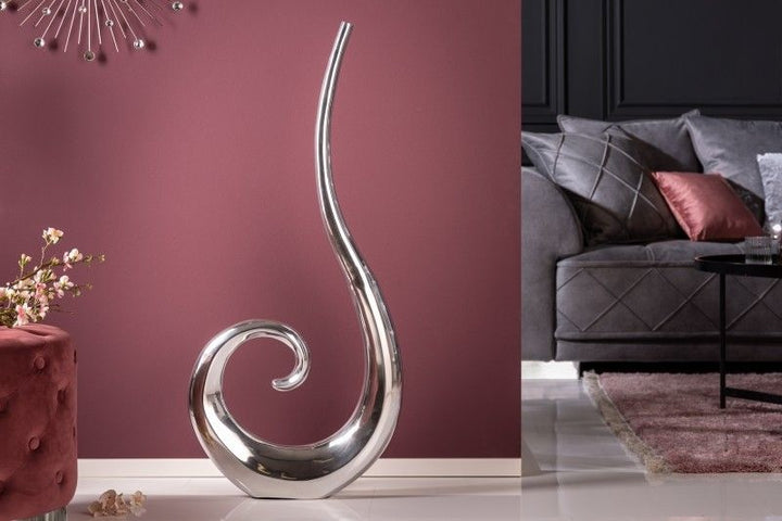 Vase moderne WAVE XL 106cm décoration aluminium poli argenté - 8842