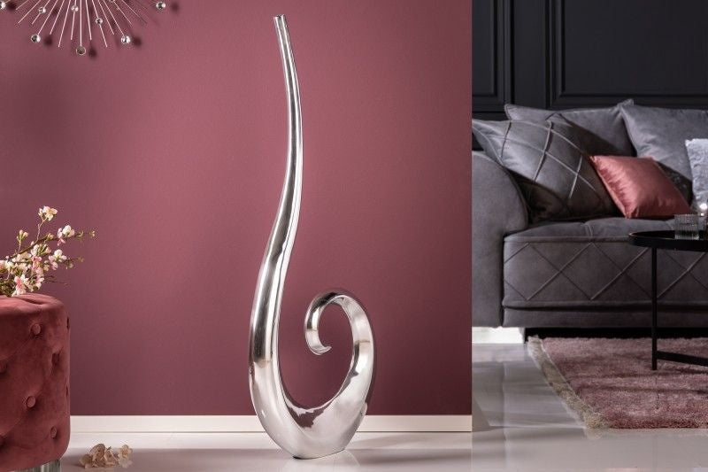 Vase moderne WAVE XL 106cm décoration aluminium poli argenté - 8842