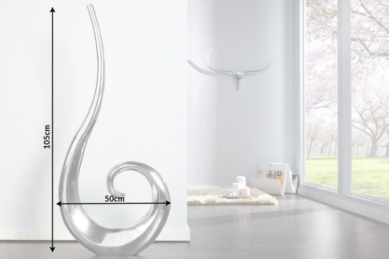 Vase moderne WAVE XL 106cm décoration aluminium poli argenté - 8842