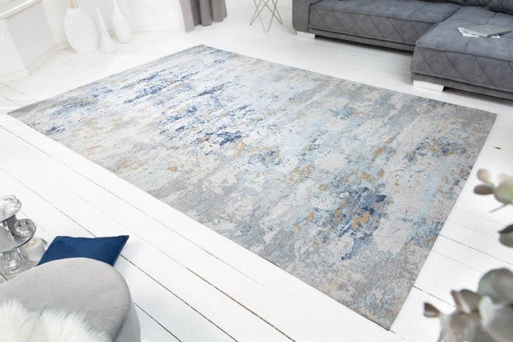 Tapis design ABSTRAKT XXL 350x240m coton gris-bleu - 40523