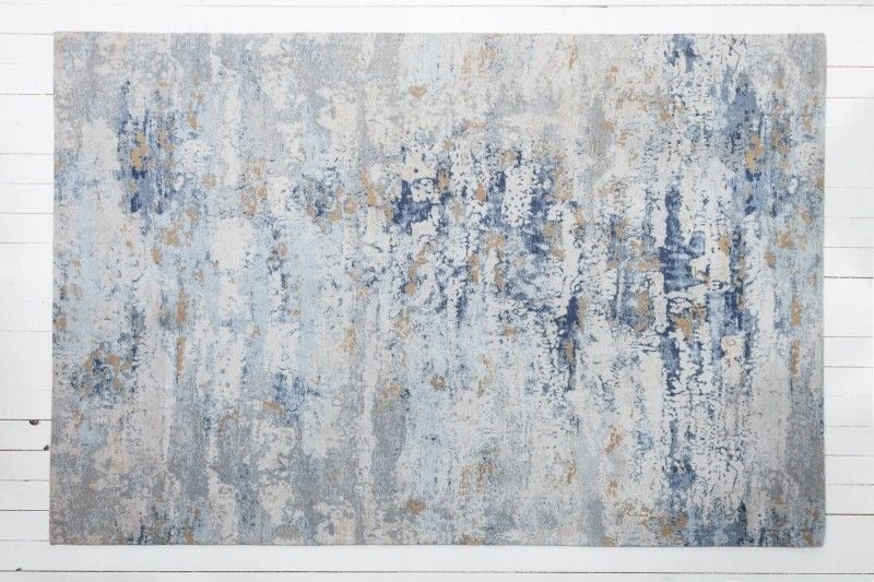 Tapis design ABSTRAKT XXL 350x240m coton gris-bleu - 40523