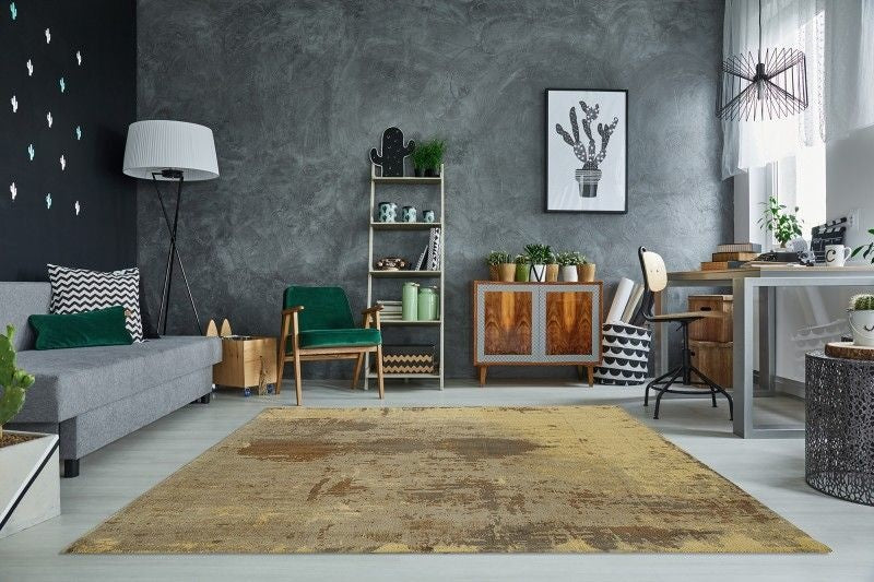 Tapis vintage en coton MODERN ART 240x160cm marron sable aspect usé - 38259