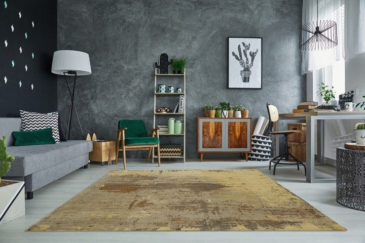 Tapis vintage en coton MODERN ART 240x160cm marron sable aspect usé - 38259