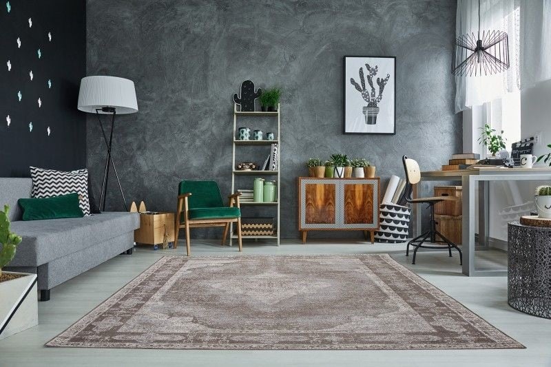 Tapis oriental coton PURE UNIQUE 240x160cm motif géométrique gris clair - 38269