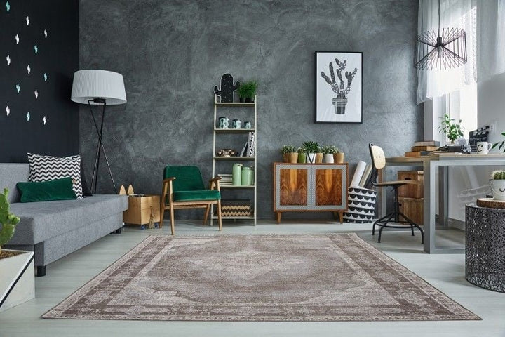 Tapis oriental coton PURE UNIQUE 240x160cm motif géométrique gris clair - 38269