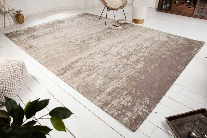 Tapis vintage en coton MODERN ART XXL 350x240cm beige-gris lavé aspect usé - 40524