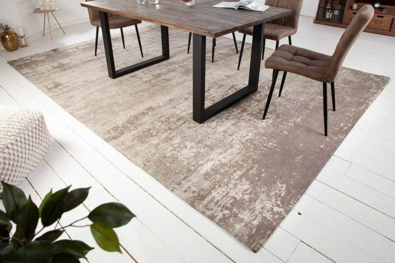 Tapis vintage en coton MODERN ART XXL 350x240cm beige-gris lavé aspect usé - 40524