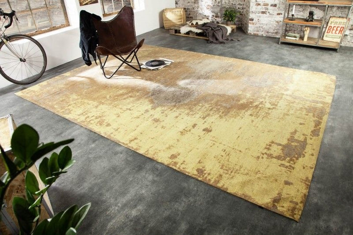 Tapis vintage en coton MODERN ART XXL 350x240cm marron rouille lavé aspect usé - 40521