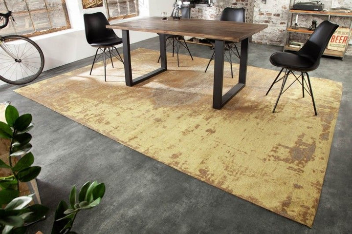 Tapis vintage en coton MODERN ART XXL 350x240cm marron rouille lavé aspect usé - 40521