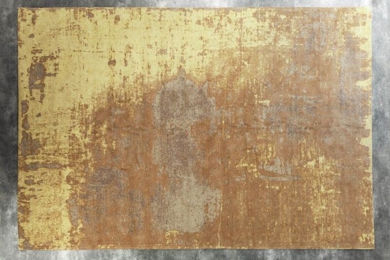 Tapis vintage en coton MODERN ART XXL 350x240cm marron rouille lavé aspect usé - 40521