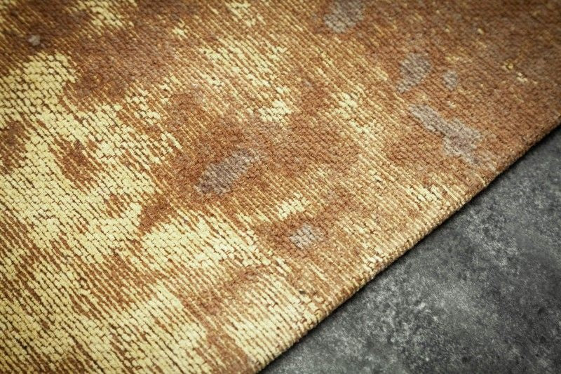 Tapis vintage en coton MODERN ART XXL 350x240cm marron rouille lavé aspect usé - 40521