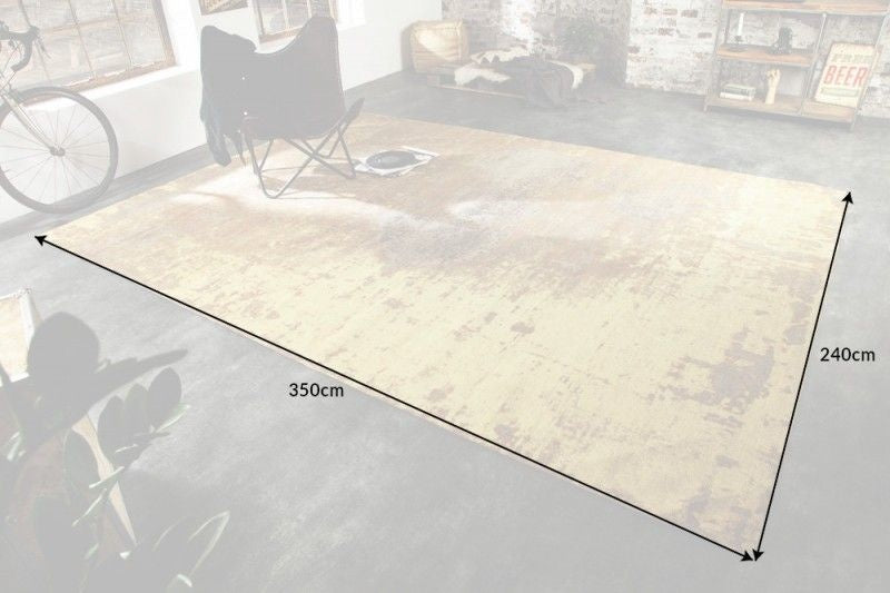 Tapis vintage en coton MODERN ART XXL 350x240cm marron rouille lavé aspect usé - 40521