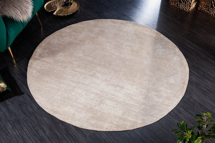 Tapis vintage MODERN ART 150cm beige lavé rond look usé - 41259