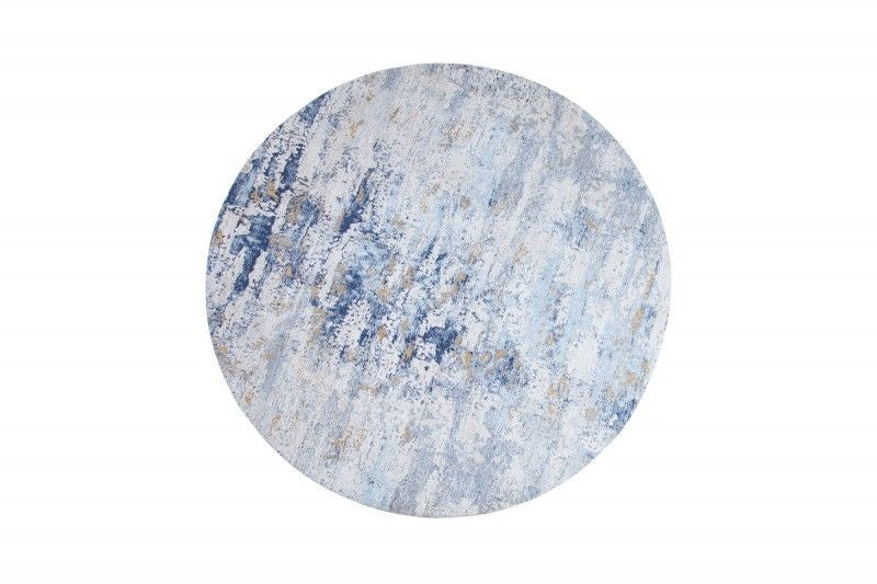 Tapis vintage MODERN ART 150cm bleu lavé rond look usé - 41268