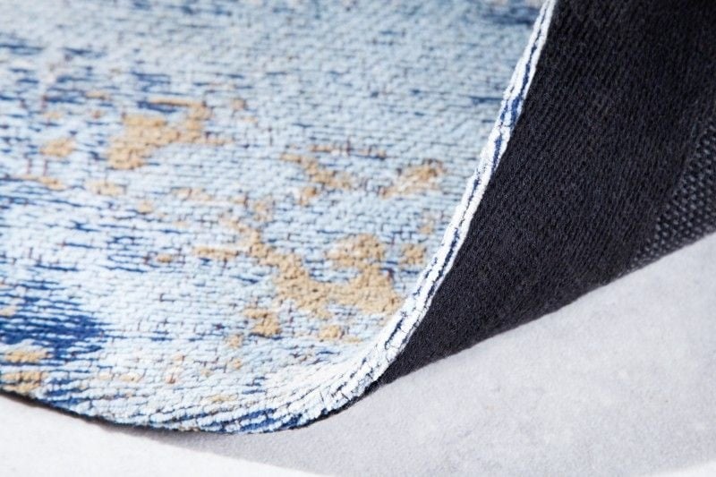 Tapis vintage MODERN ART 150cm bleu lavé rond look usé - 41268