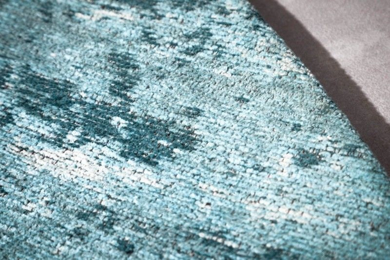 Tapis vintage MODERN ART 150cm turquoise lavé rond look usé - 41263