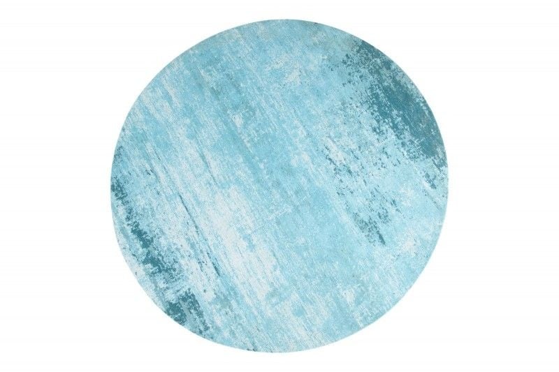 Tapis vintage MODERN ART 150cm turquoise lavé rond look usé - 41263