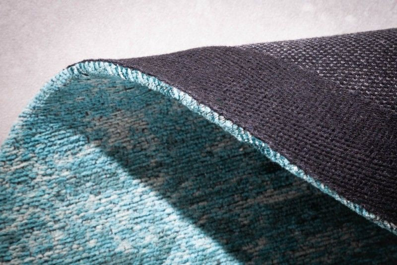 Tapis vintage MODERN ART 150cm turquoise lavé rond look usé - 41263