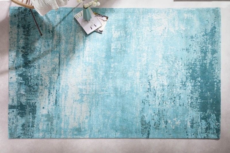 Tapis vintage MODERN ART 240x160cm turquoise beige lavé aspect usé - 41264
