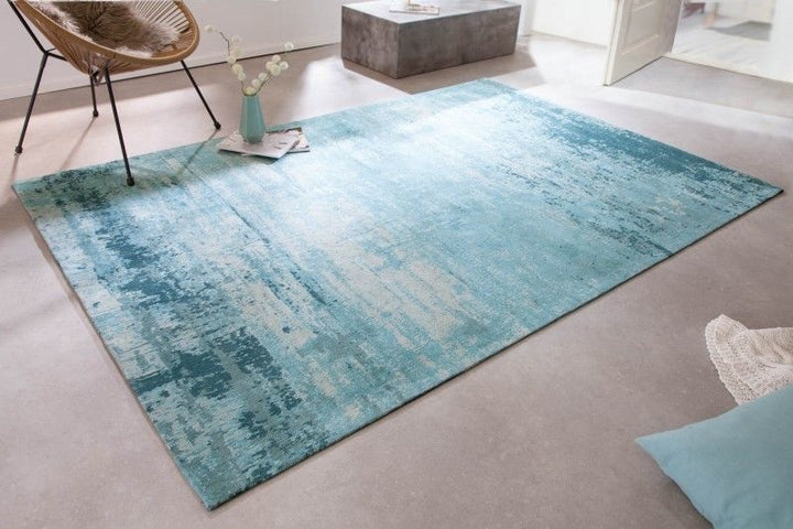 Tapis vintage MODERN ART 240x160cm turquoise beige lavé aspect usé - 41264