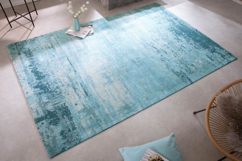 Tapis vintage MODERN ART 240x160cm turquoise beige lavé aspect usé - 41264