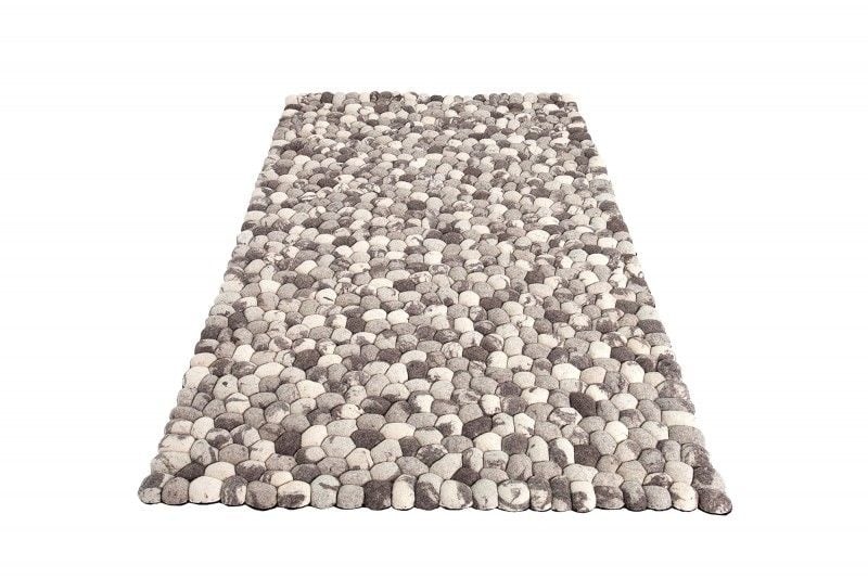 Tapis en laine vierge tissé main ORGANIC LIVING 200x120cm feutre gris aspect pierre - 38254