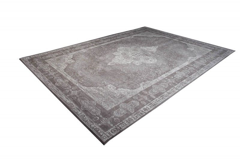 Tapis oriental coton PURE UNIQUE XXL 350x240cm motif géométrique gris clair antique - 39980