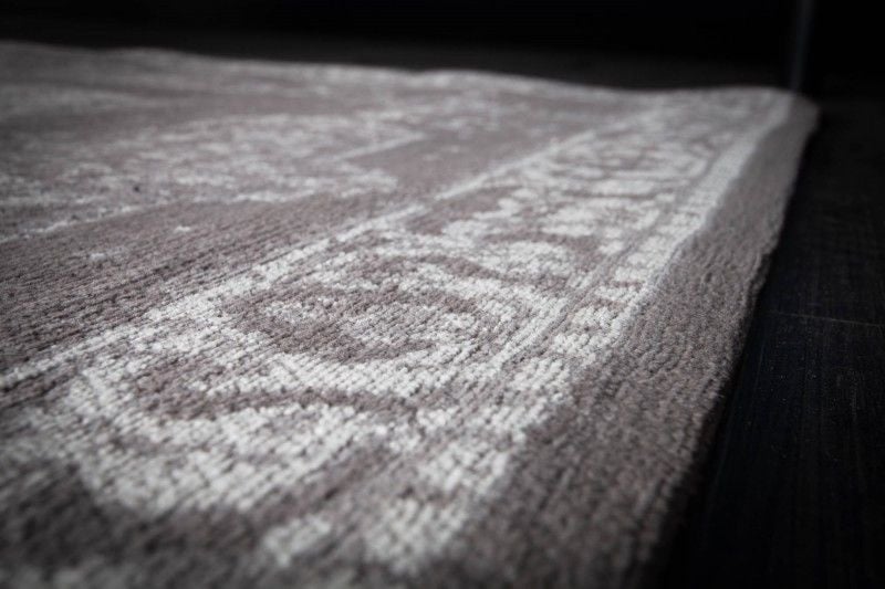 Tapis oriental coton PURE UNIQUE XXL 350x240cm motif géométrique gris clair antique - 39980