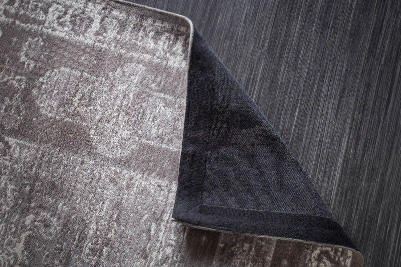 Tapis oriental coton PURE UNIQUE XXL 350x240cm motif géométrique gris clair antique - 39980