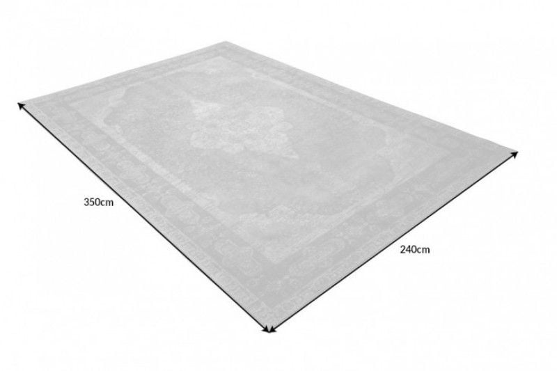 Tapis oriental coton PURE UNIQUE XXL 350x240cm motif géométrique gris clair antique - 39980
