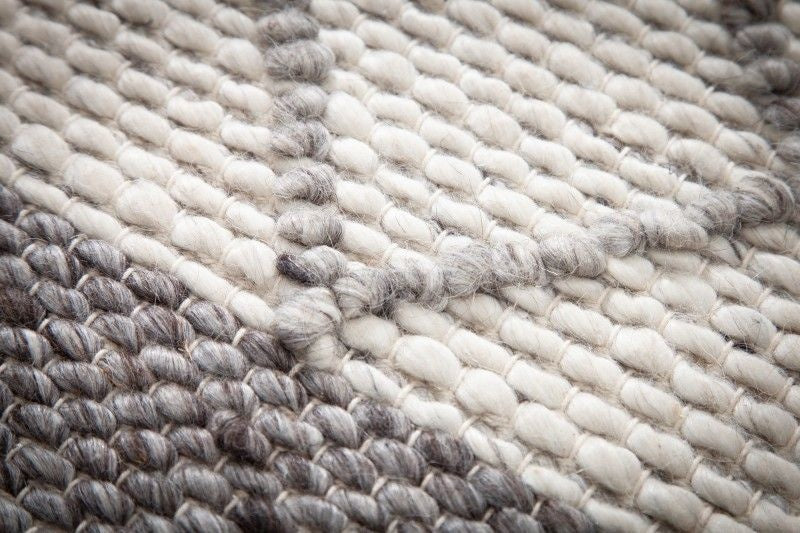 Tapis en laine tissé main FIL 240x160cm gris beige motif tricot laine vierge - 41256