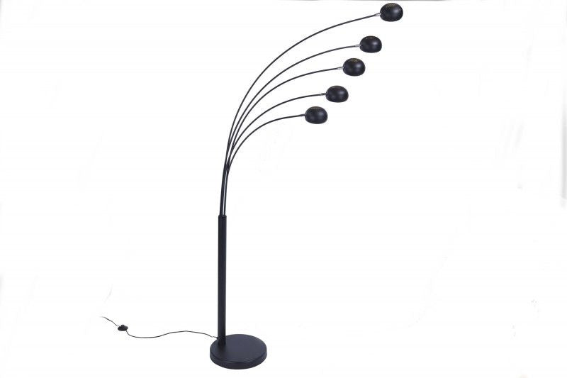 Lampe arc design FIVE LIGHTS 210cm lampadaire noir doré avec socle en marbre - 22967