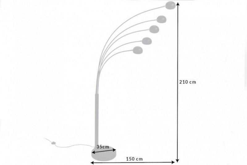 Lampe arc design FIVE LIGHTS 210cm lampadaire noir doré avec socle en marbre - 22967