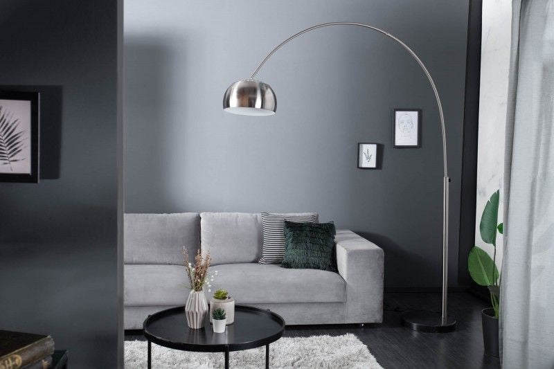 Lampe arc extensible LOUNGE DEAL 170-210cm lampadaire avec socle en marbre chrome brossé - 21068