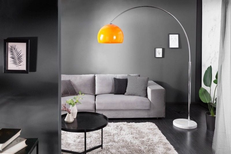 Lampe arc extensible LOUNGE DEAL 175-205cm lampadaire avec socle en marbre orange - 20747