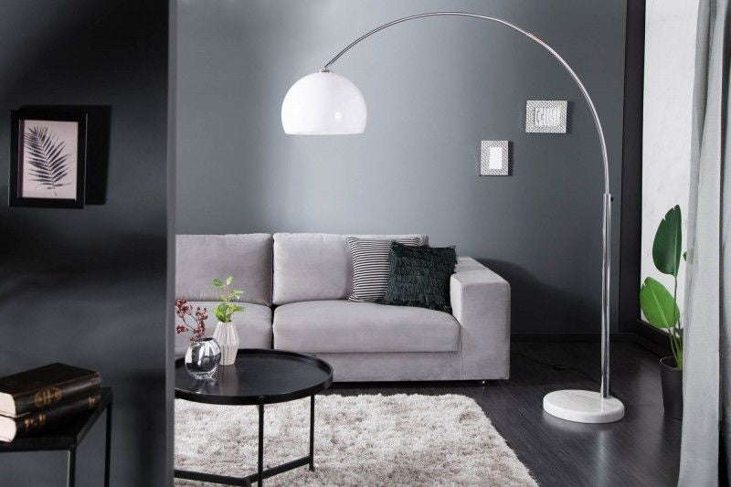 Lampe arc extensible LOUNGE DEAL 175-205cm lampadaire avec socle en marbre blanc - 19694