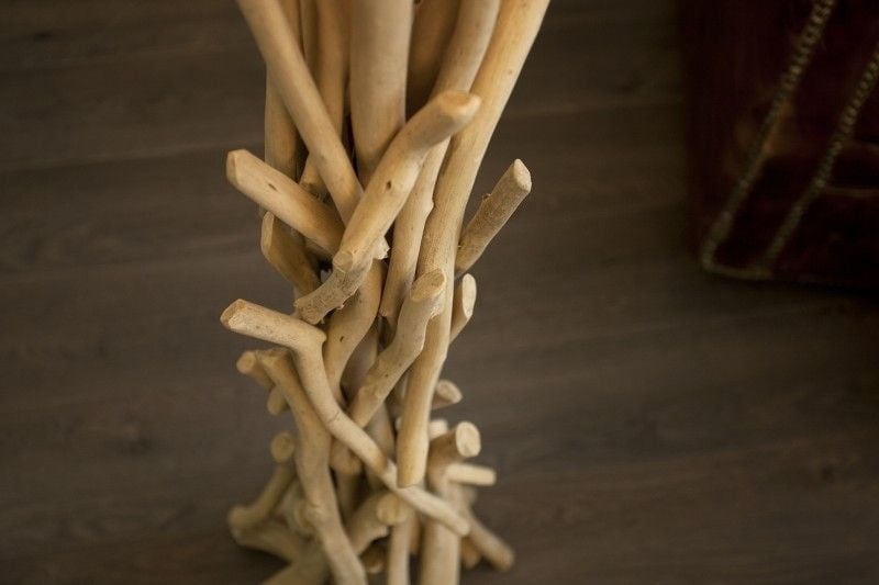 Lampadaire fait main en bois flotté WILD NATURE 155cm sable avec abat-jour en lin - 30208