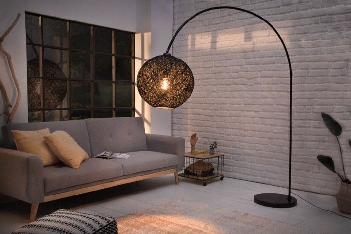 Lampadaire filigrane COCOONING 220cm lampe boule noire - 40686