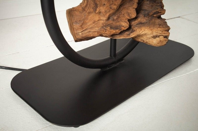 Lampadaire design ELEMENTS 147cm pied casquette en coton noir et bois massif - 40398