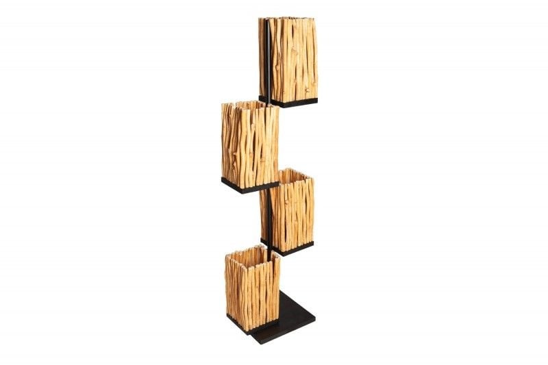 Lampadaire fait main EUPHORIA 154cm en bois de longane avec quatre abat-jour - 40504