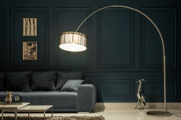 Lampe arc design EXTENSO 230cm lampadaire noir avec socle en marbre - 7162